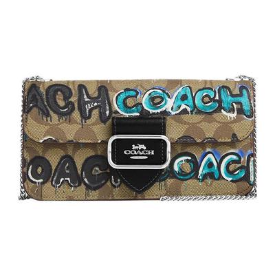 X Mint + Serf Morgan Collaboration 20 Letter Graffiti Print Classic Monogram Snap Canvas And Leather Crossbody Bag Small CM214-SVOT8
