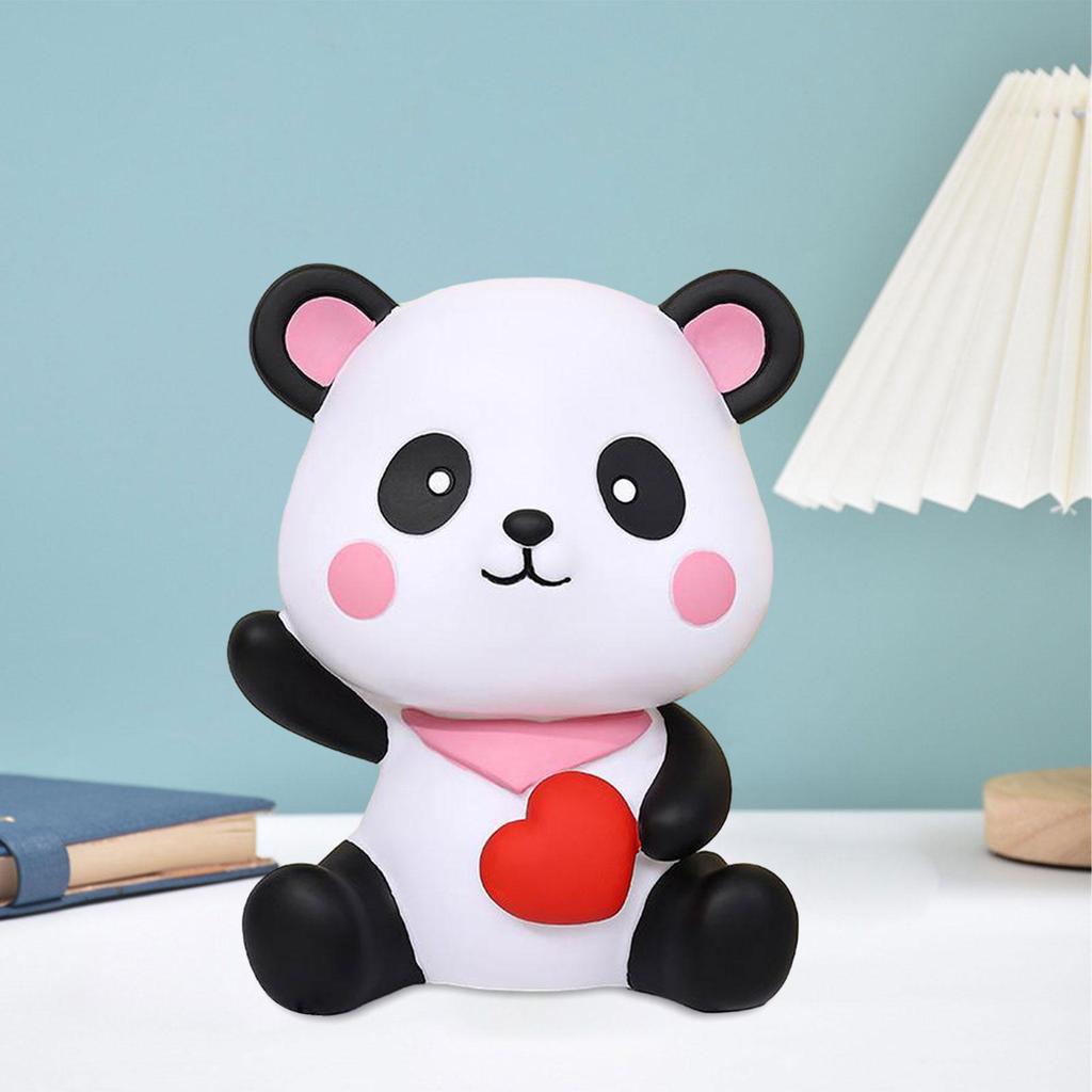 Panda Statue Animal Statue Valentine's Day Ornament Cartoon Lovely Money Bank Saving Money Box for Children Birthday Gift