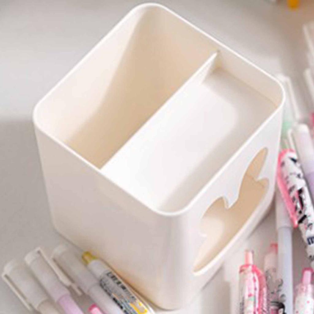 Brush Holder Organizer Makeup Pen Desktop Storage Container White Small Rabbit Square
