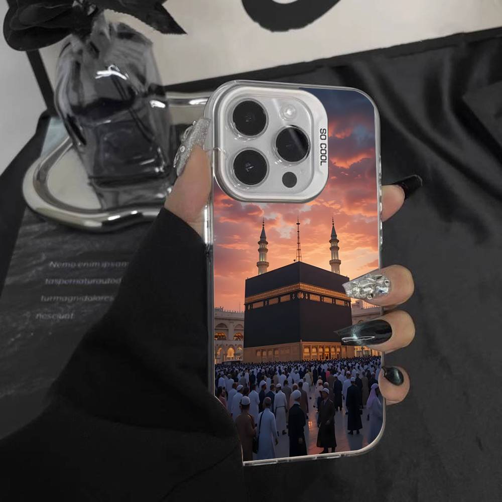 Pilgrims IN Mecca Cover For iPhone 17,16,15,14,13,12,11,Mini,Pro,E,SE4,XS,MAX White Shockproof Candy Matte Cover