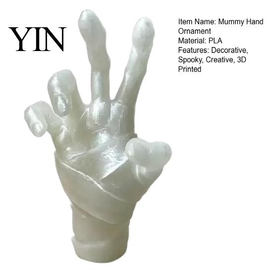 Fluorescent Ancient Tomb Decor 3D Printed Glow in The Dark Mummy Hand Ornament, Spooky Statue with Bandage, Horror Themed Display Piece Realistic