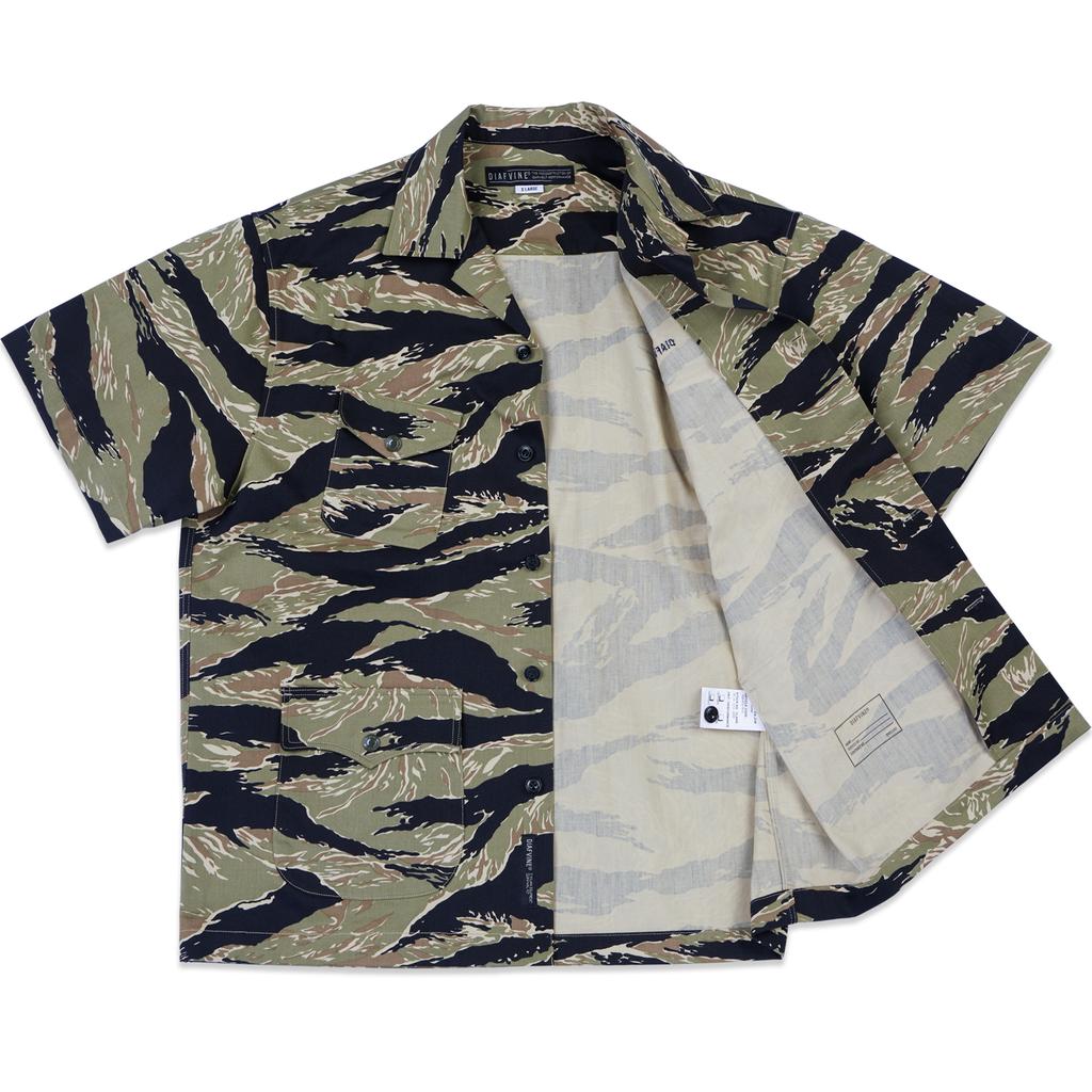 DIAFVINE Dv.Lot 685 Multi Pocket Shirt -Tiger Stripe Camo Green-