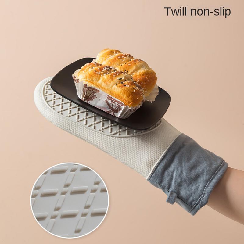 2Pcs Oven Gloves Silicone Thicken High Temperature Resistant Anti-burn Microwave Silicone Non-slip Gloves Kitchen Baking Mitt