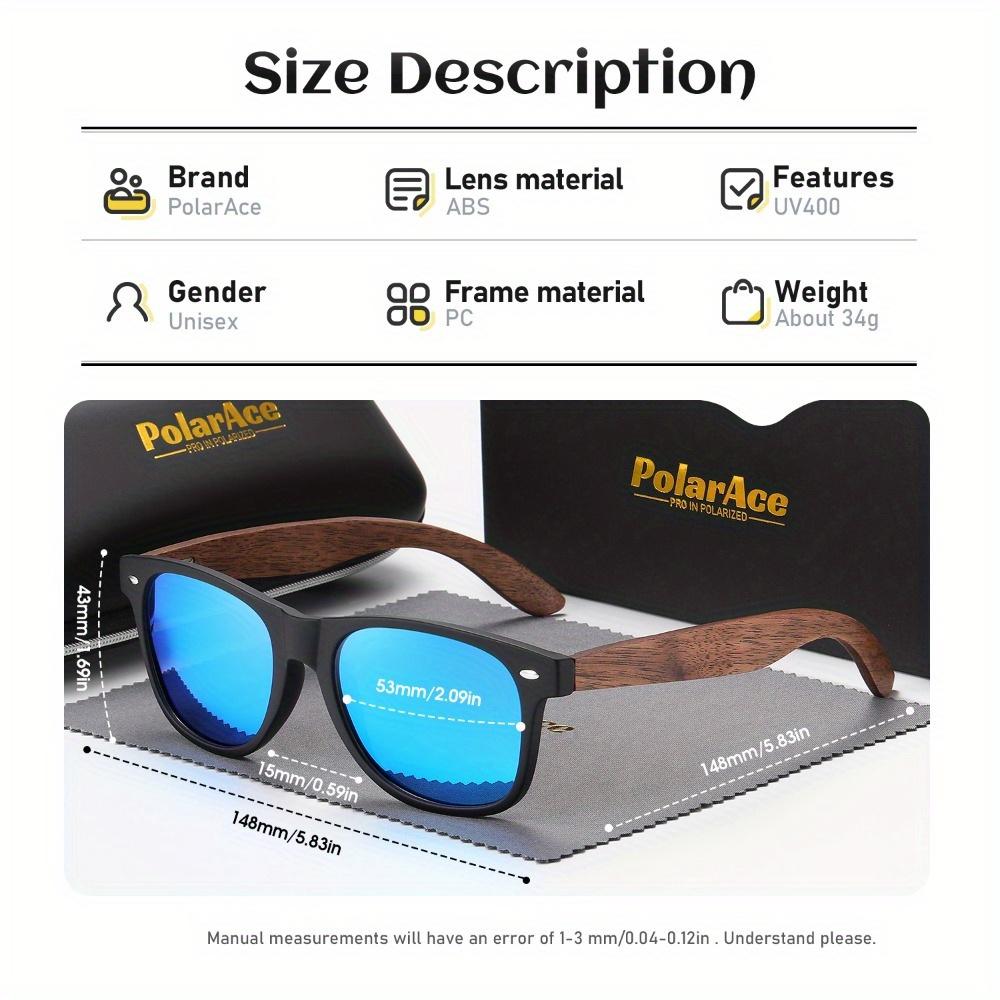 PolarAce Unisex Wooden Polarized Fashion Walnut Outdoor Sunglasses, UV400