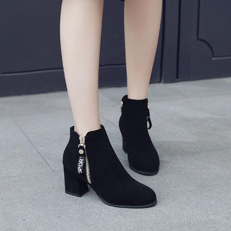 Fashion Heeled Ankle Boots for Women Autumn Winter Round Toe Booties Chic and Elegant Fashion 2025 Warm Woman Short Shoes On Promotion