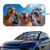 Cute Dog Close Up Car SunShade Windshield Foldable Three-layer Insulation Sunshade By Suction Cup Blocks UV Rays Sun