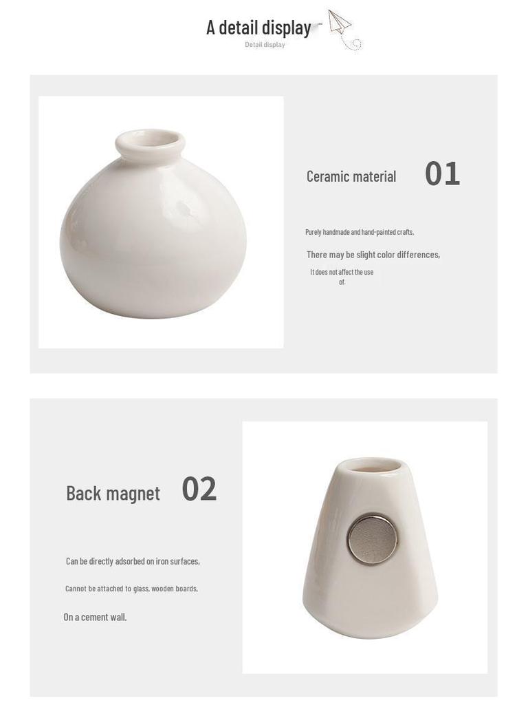 Ceramic Vase 3D Refrigerator Magnet - Creative Magnetic Sticker for Decor