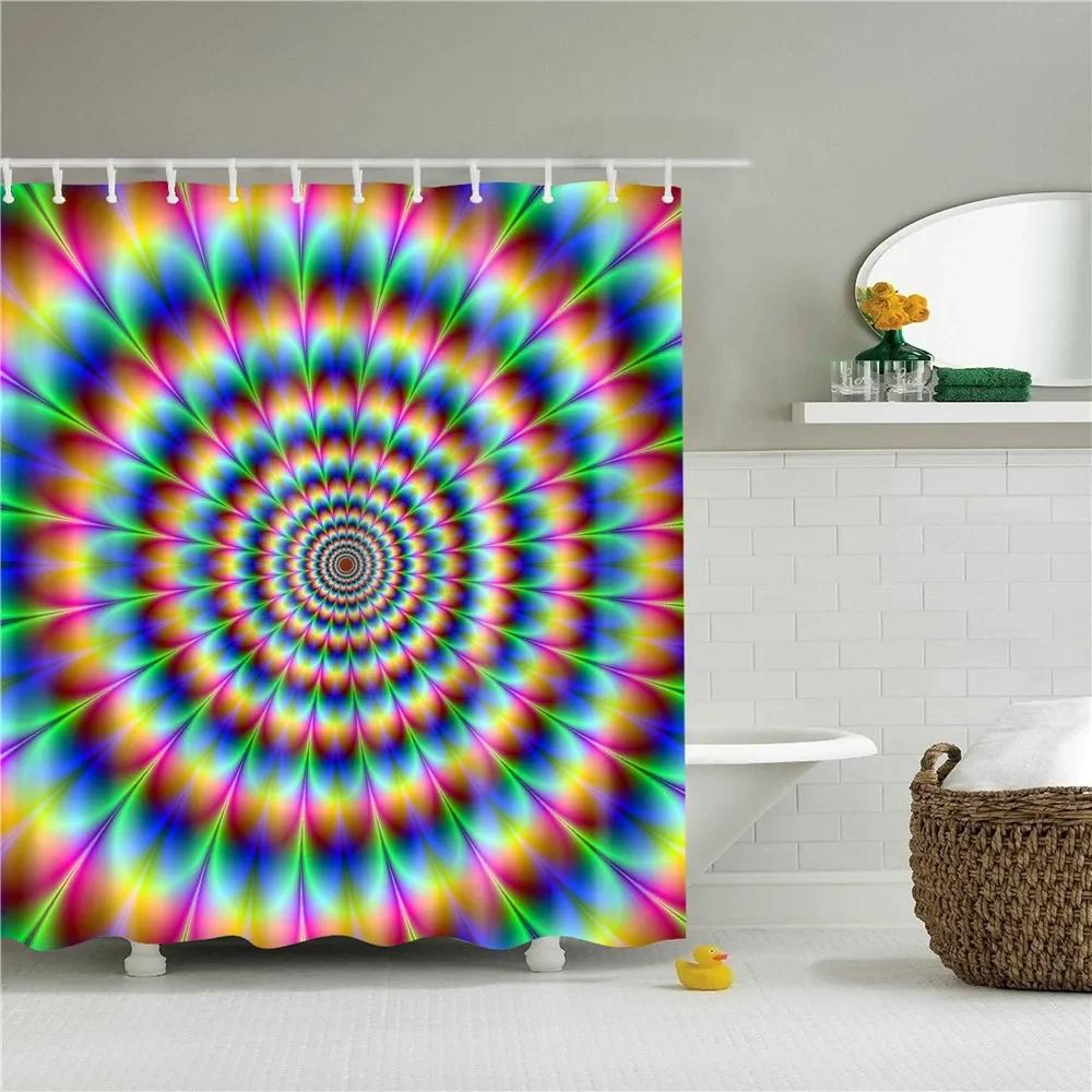 Abstract Geometric Stripes Printing Shower Curtains Home Hotel Bathroom Decoration Bath Curtains Waterproof Bathroom Curtains
