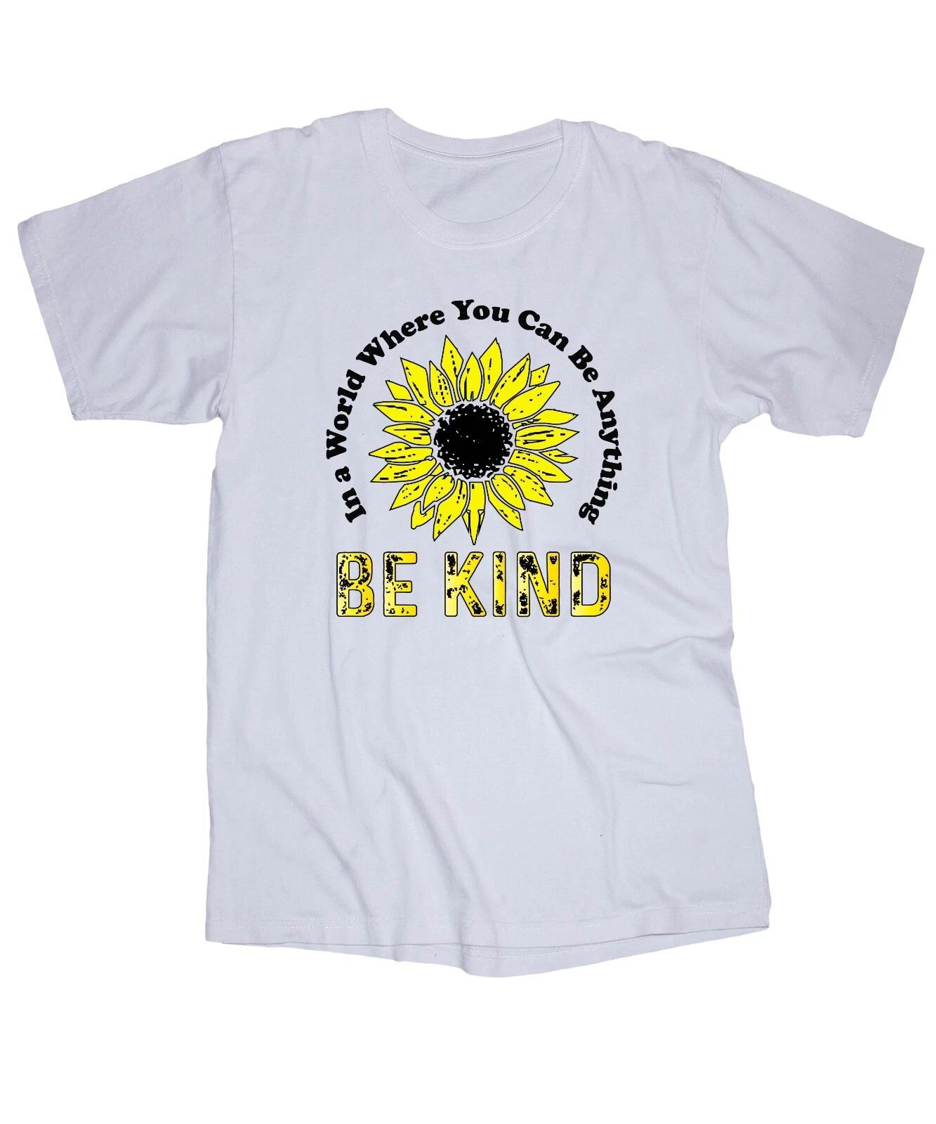 BE KIND Sunflower Be Anything World Happy white T-shirt XL