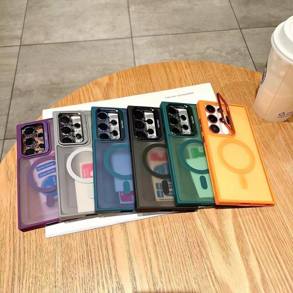 Samsung S24Ultra Stand Phone Case with Skin-sensing Magnetic Attraction, Suitable for S24 with Lens Film Anti-drop Protective Case