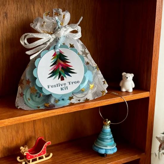 DIY Christmas Button Ornament Making Set Stacked Button Craft Kits Christmas Tree/Santa/Snowman/Angel Hanging Decoration