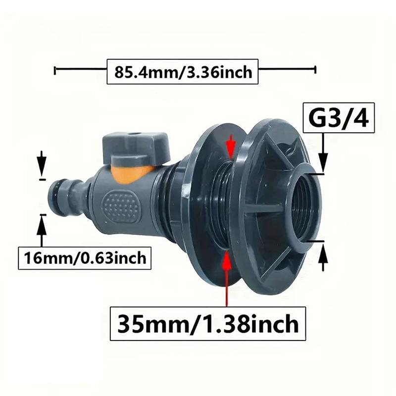 Water Tank Connector Six Points With Switch Valve Connector Garden Irrigation Pipe Connection Maintenance Coupling