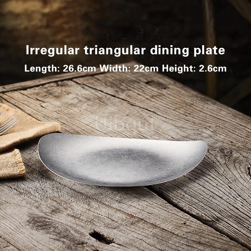 Creative irregular plate High-end stainless steel outdoor tableware Western-style dinner plates Vintage alien-shaped plate