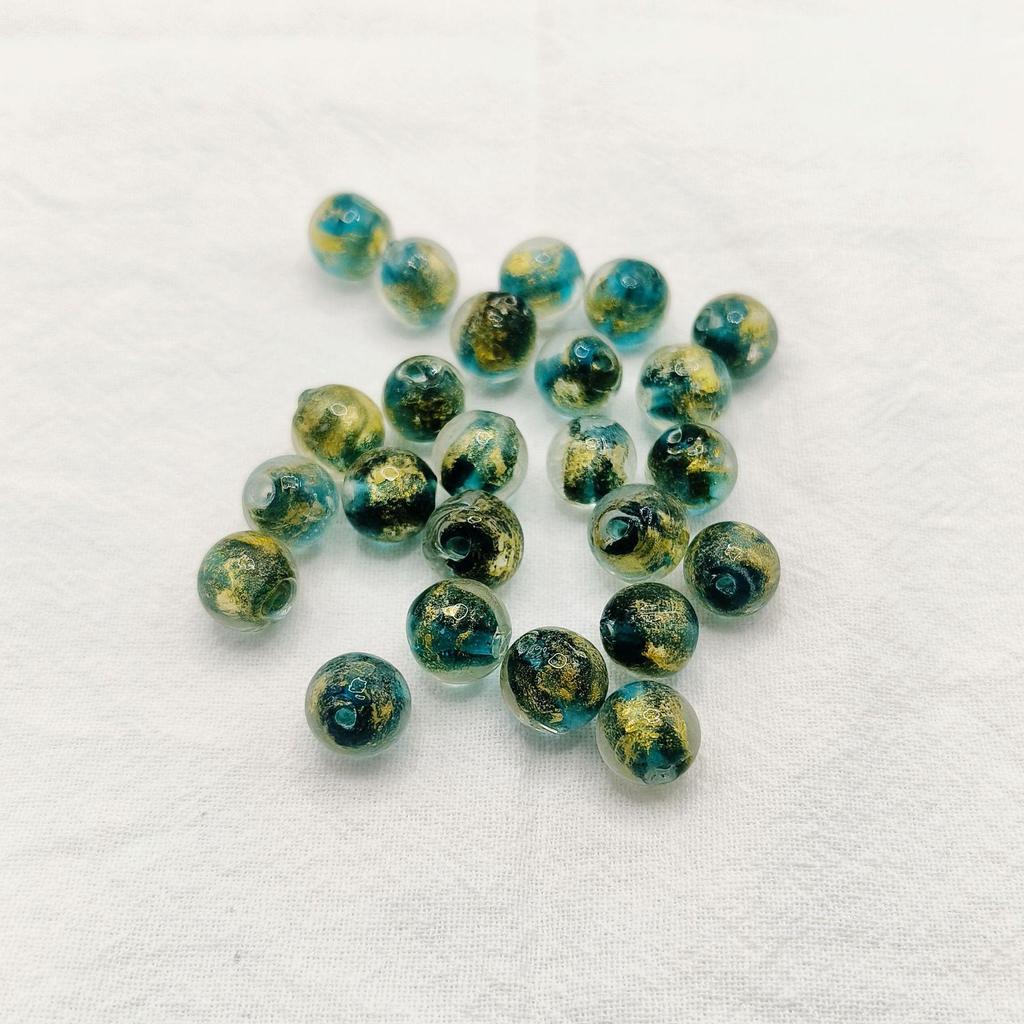 Ancient Style Gold & Silver Foil Glass Cylinder Beads for DIY Bracelet Jewelry