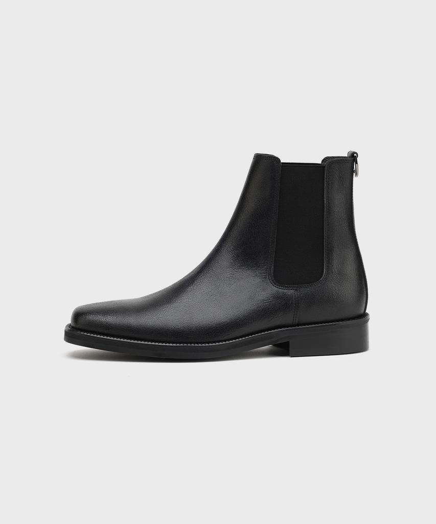 Firenze Atelier [Vibram] Minimal Semi-Square Line Chelsea Boots 7430 [Crack Black]