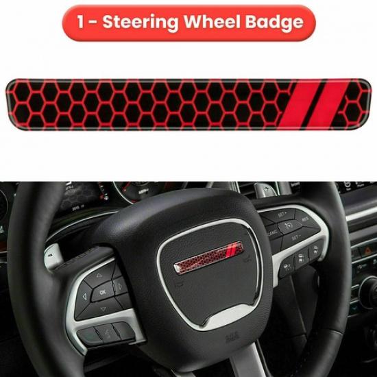 Red & Black Steering Wheel Trim Cover for 15-21 Dodge Challenger Charger Durango