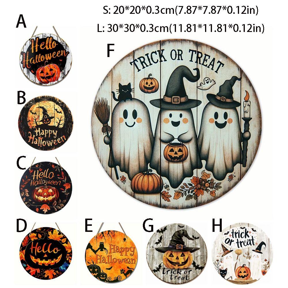 Round Pumpkin Head Art Decoration 2D Wreath Sign Door Decor Hanging Pendant  Garden