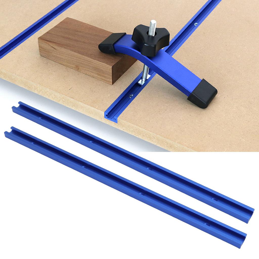 T Track, 2PCS 400mm Aluminum Alloy T Slot Rail with Pre Drilled Holes and Wood Screws, Double Cut for Table Saw Router Workbench