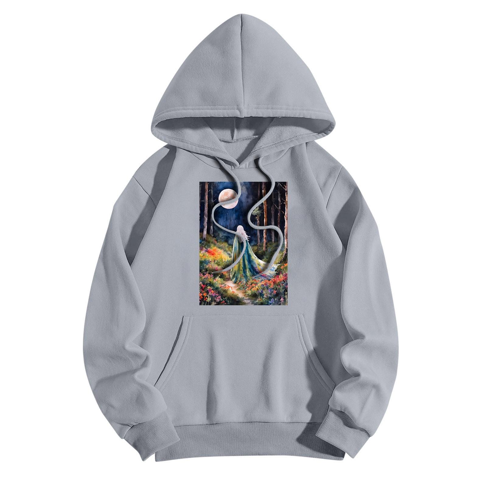 Женская модная повседневная толстовка с капюшоном и принтом ведьмы на Хэллоуин — фото 9