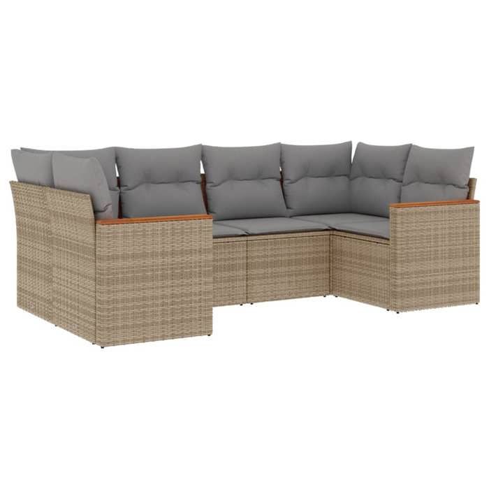 VidaXL Salon de Jardin avec Coussins 6 pcs, Canapés de Terrasse, Ensemble de Meubles de Patio, Mobilier d'Extérieur, Mélange 3226262