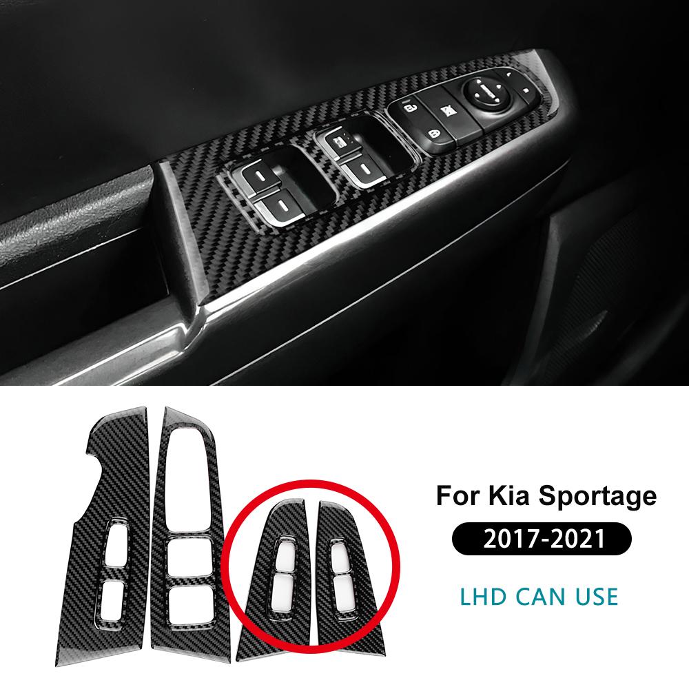 Real Soft Carbon Fiber Sticker For Kia Sportage 2017 2018 2019 2020 2025 LHD RHD Car Front Rear Door Window Llift Panel Trim