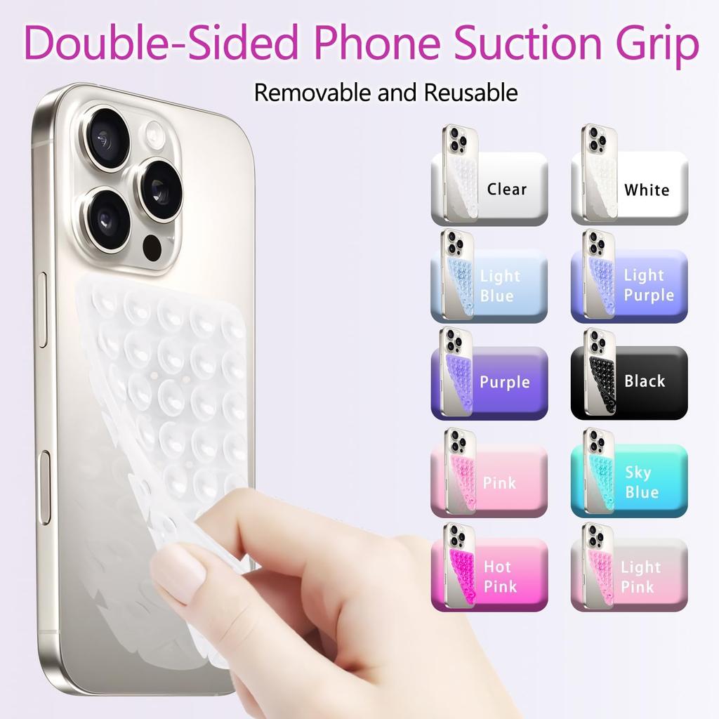 Silicone Suction Cup Phone Mount Double Sided Mobile Phone Hands-Free Strong Sucker Pad Holder Selfies Videos for iPhone Android