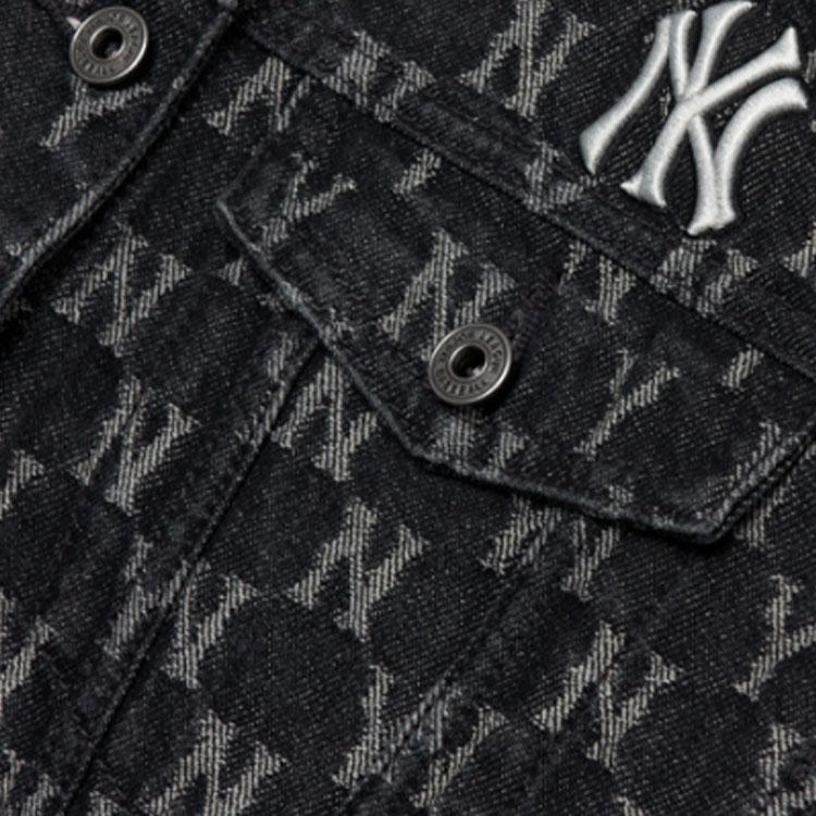 New MLB Old Flower Denim Jackets Women's Dark Gray 3FDKM0321-50GRD