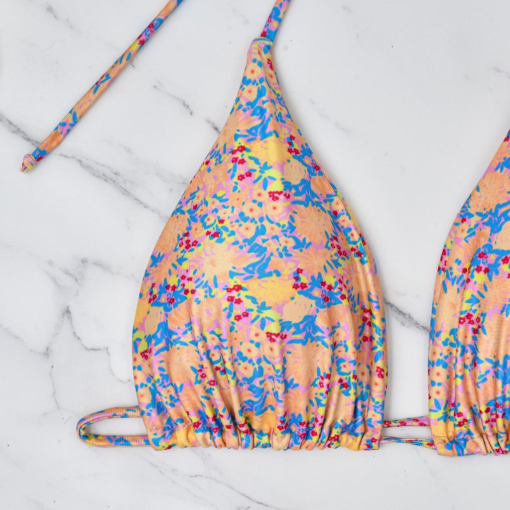 Europäisch-Amerikanischer Blumen-Bikini: Sexy Schnür-Bikini mit Schlitz