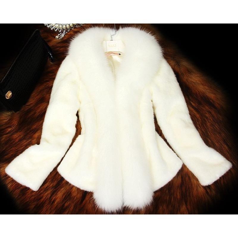 Imitation mink coat fur coat women's medium and long imitation fox fur collar slim-fitting cotton top cotton coat