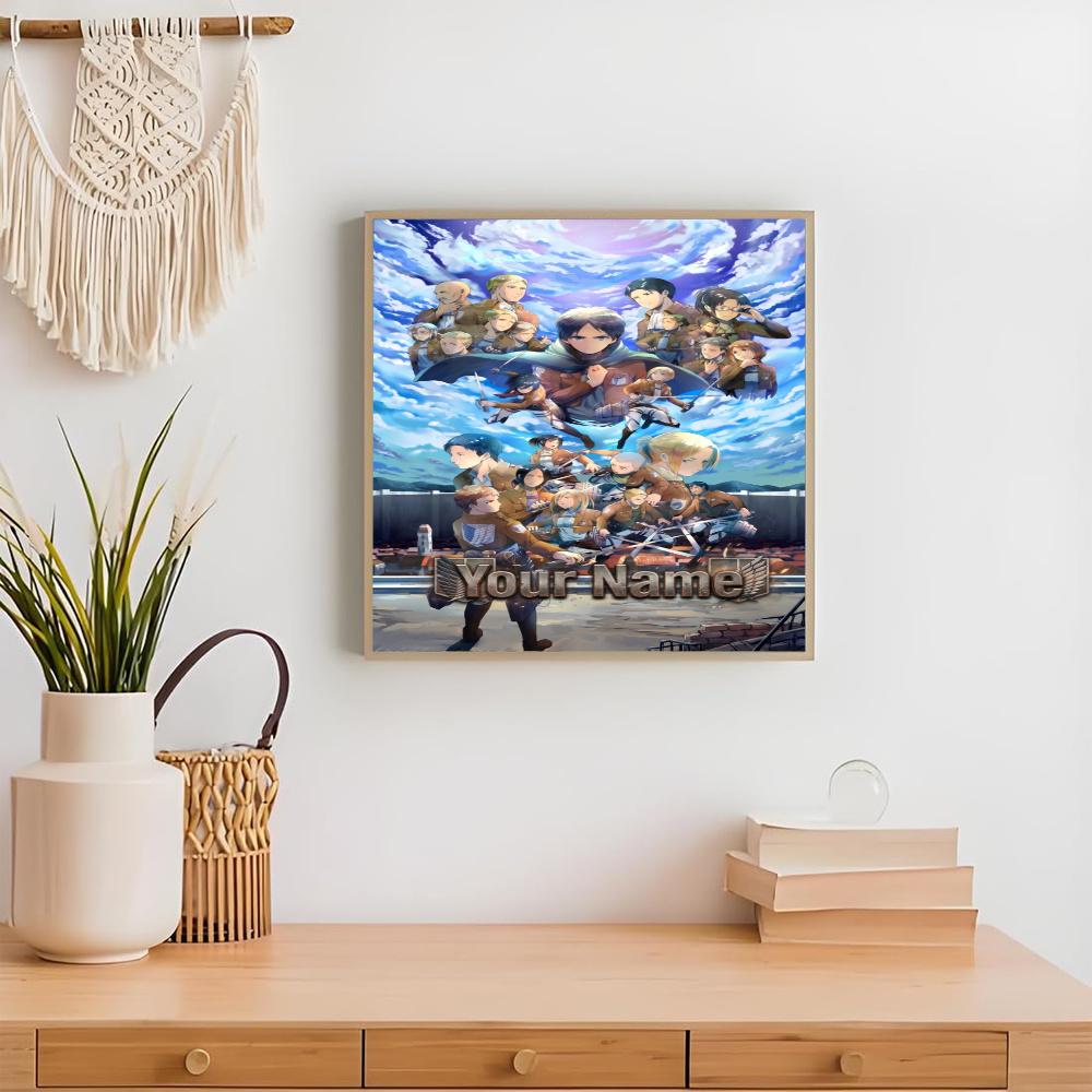 Attack Titan Personalized Name Diamond Paintings Mosaic Wall Round Diamond Art Painting Kits Embroidery Crystal Accessories Frameless