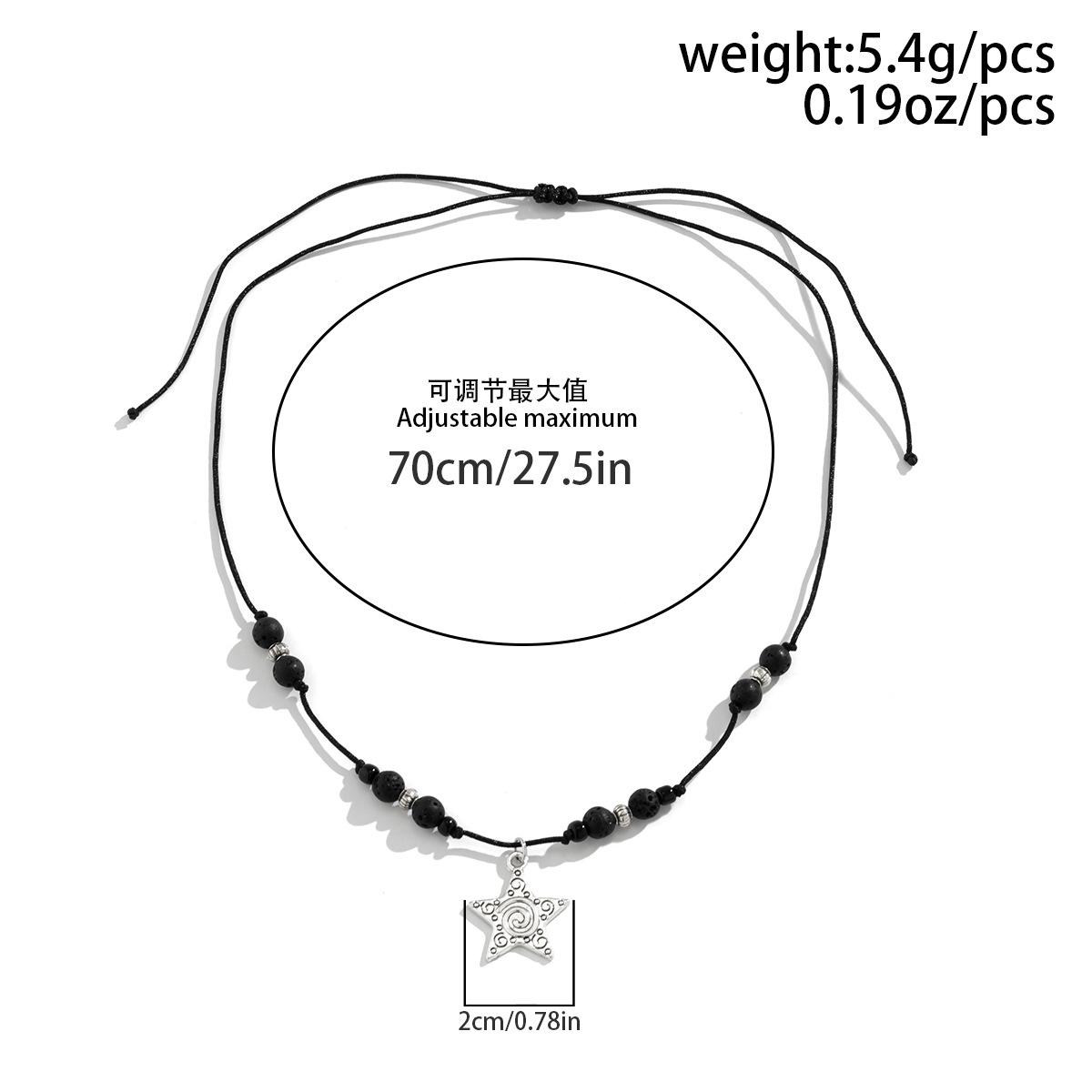 

Volcanic Rock Star Pendant Necklace for Men Hip Hop Wax Rope Choker Trendy Accessory