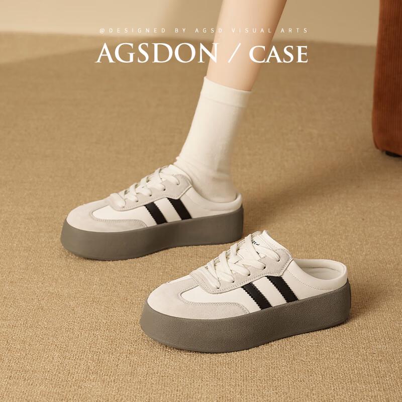 Agsdon Women s Summer Thick-Soled Closed-Toe Mules EU 35 бежевый