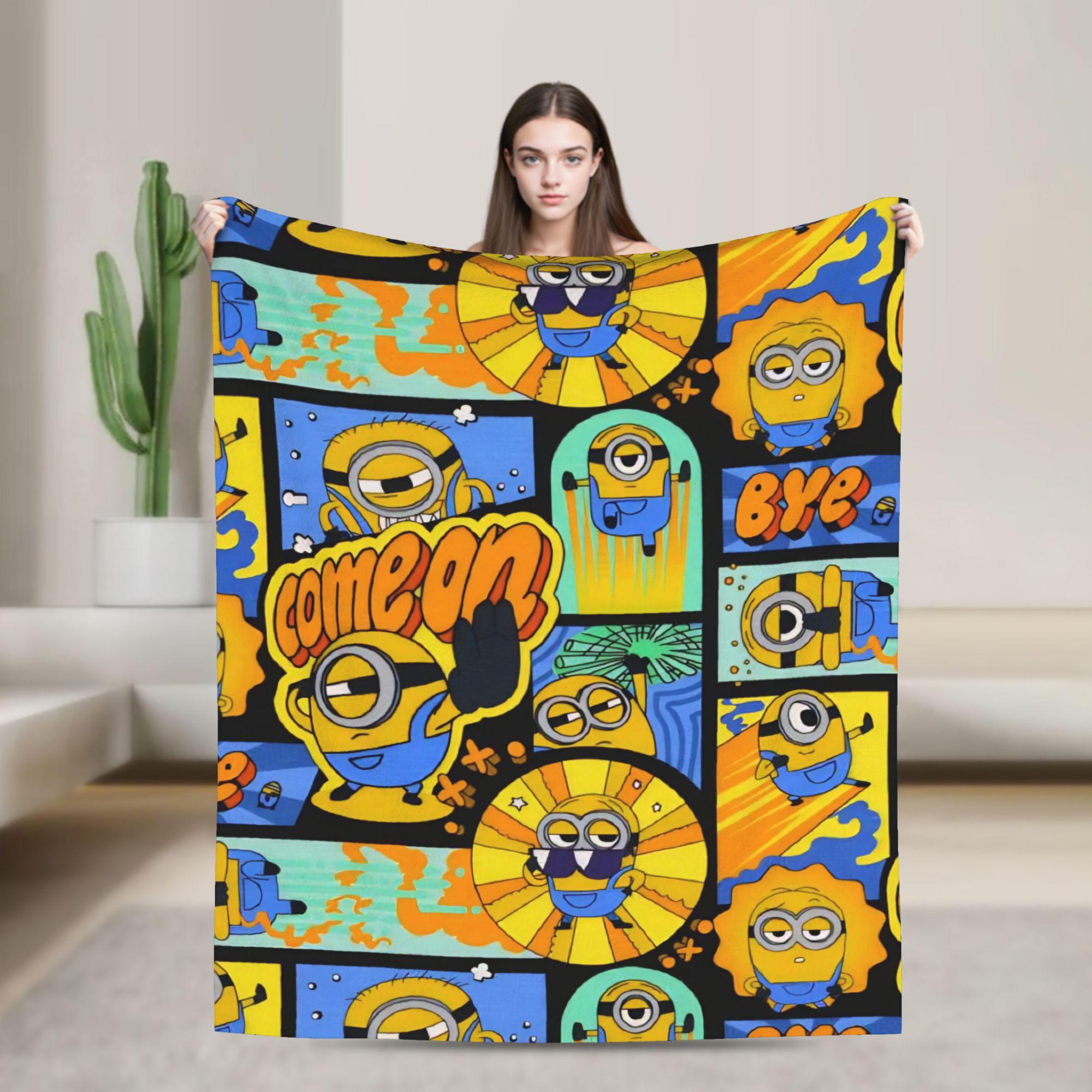 

M-Minions Cartoon Christmas Flannel Blanket Warm Throw Blanket for Outdoor Travel Comfortable Bedspread Sofa Bed Cover 80x120cm(31x47inch)