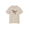 Cartoon Dinosaur Print Casual Round Neck Short Sleeve T-Shirt Men Tops Beige CH770-CHK