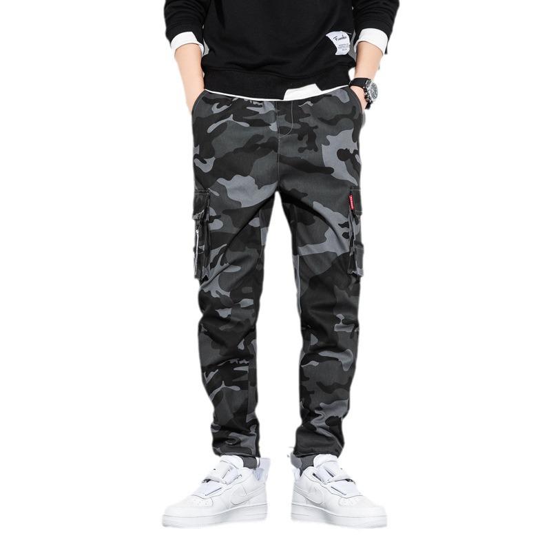 Japanese Style Men's Camouflage Overalls - Loose Casual Pants with Cuffs, Large Size for Teenagers