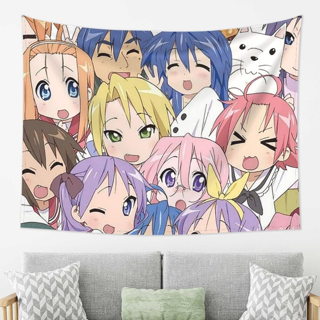 Lucky Star Anime Lucky Star Anime Tapestry Wall Hanging Aesthetic Home Decor Tapestries for Dorm Room