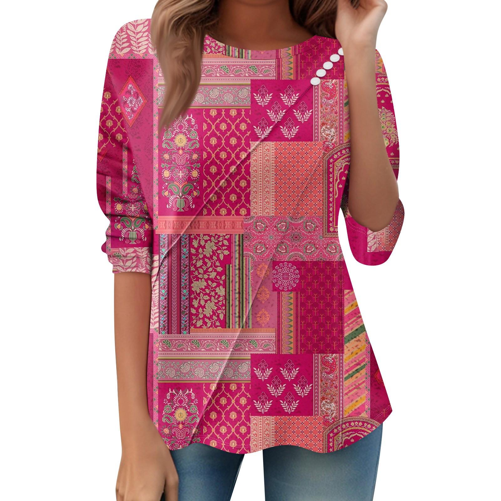 

Женский свободный повседневный топ с длинным рукавом, круглым вырезом, пуговицами, принтом в полоску, футболка M