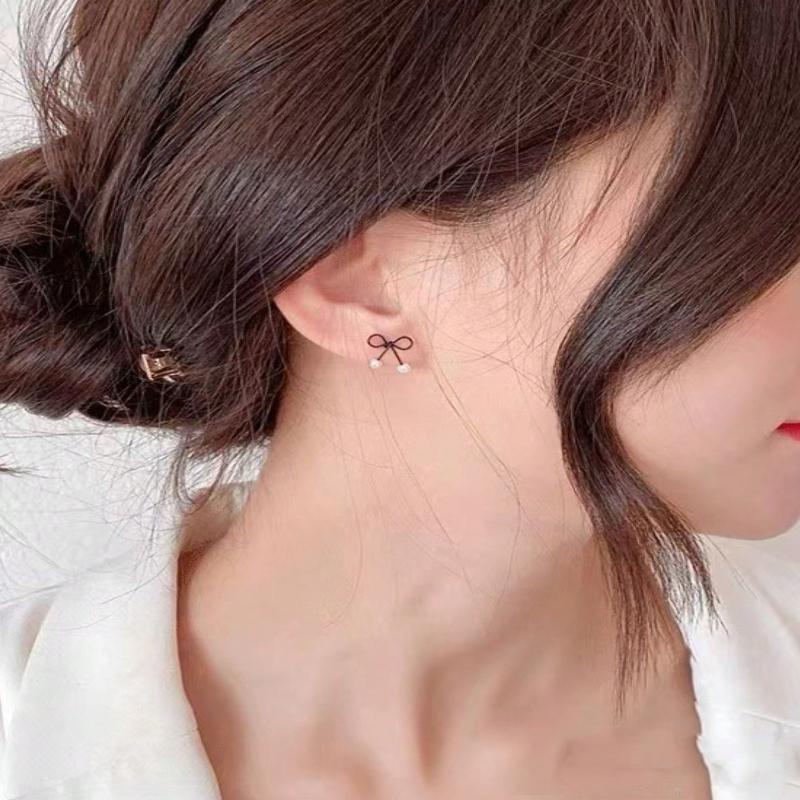 1 Pair Chic Black Bowknot Stud Earrings for Women, Summer, Versatile & Sweet Daily/Party Jewelry Gift Valentines,Mom,Mother,Mother's Day,Gift