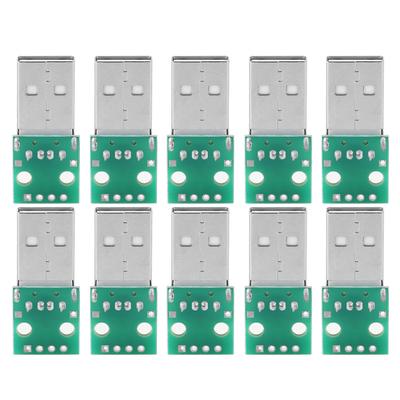 10Pcs USB Type A Male Plug To DIP Adapter Board 4 Pin 2.54mm Pitch