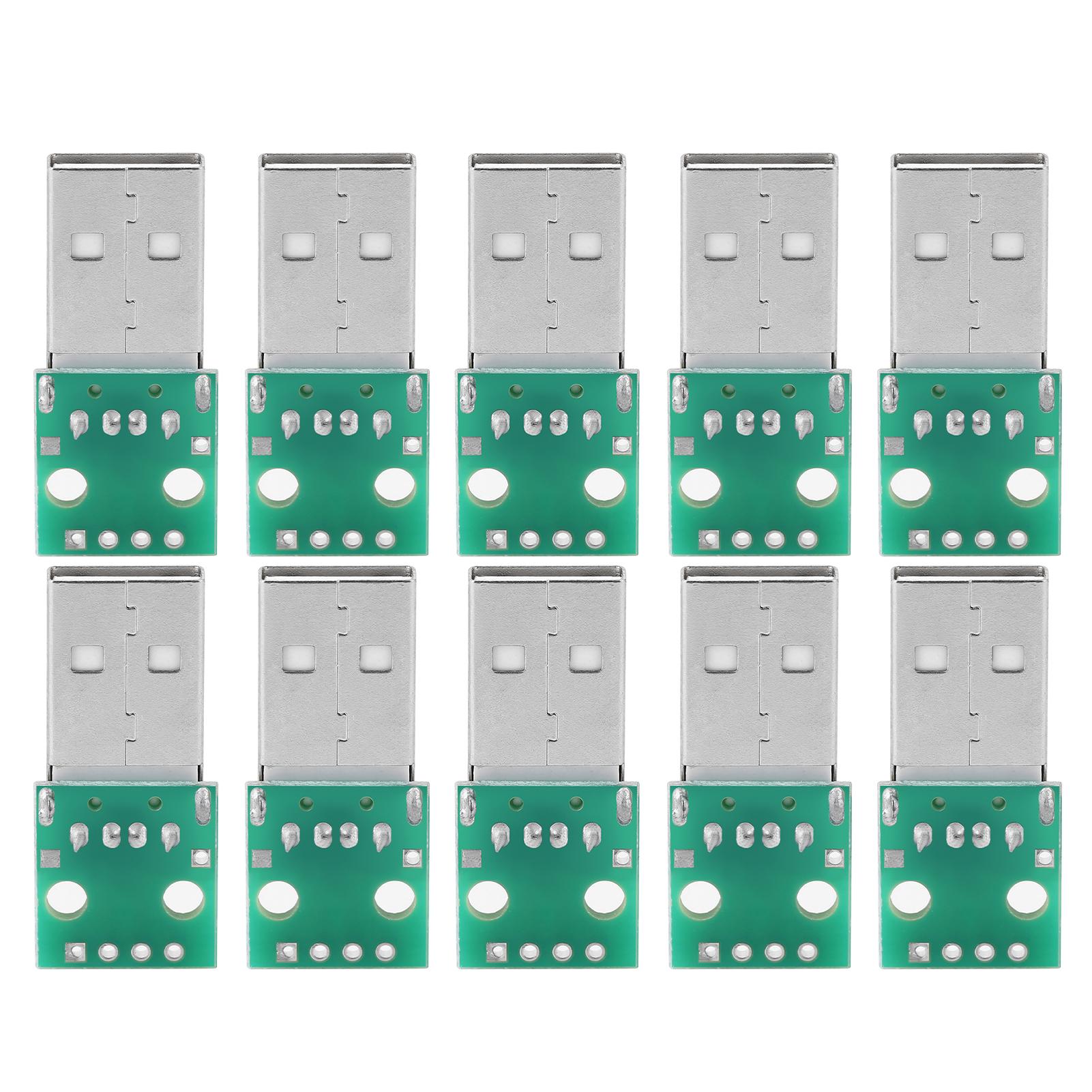 10 Unidades Conector USB Tipo A Macho a Placa Adaptadora DIP 4 Pines Paso 2.54mm