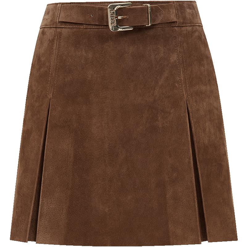 

ONLY 2025 Autumn Pleated A-line Leather Mini Skirt L