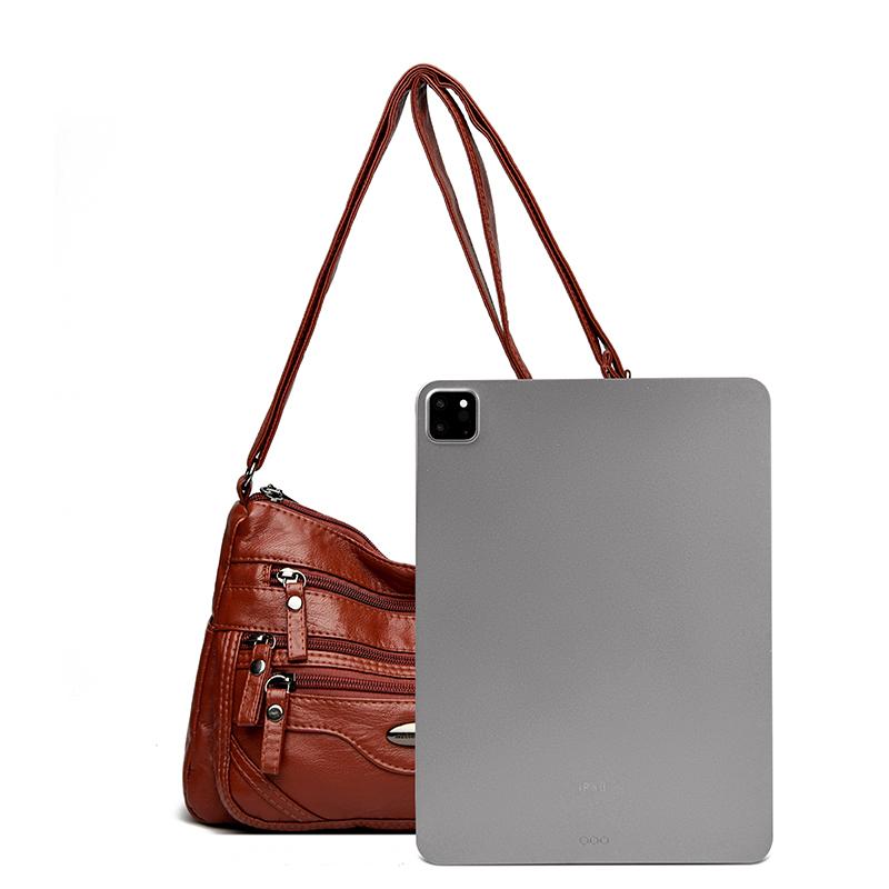 PU Umhängetasche Damen Schultertasche Mehrere Fächer Tasche für Mütter mittleren Alters