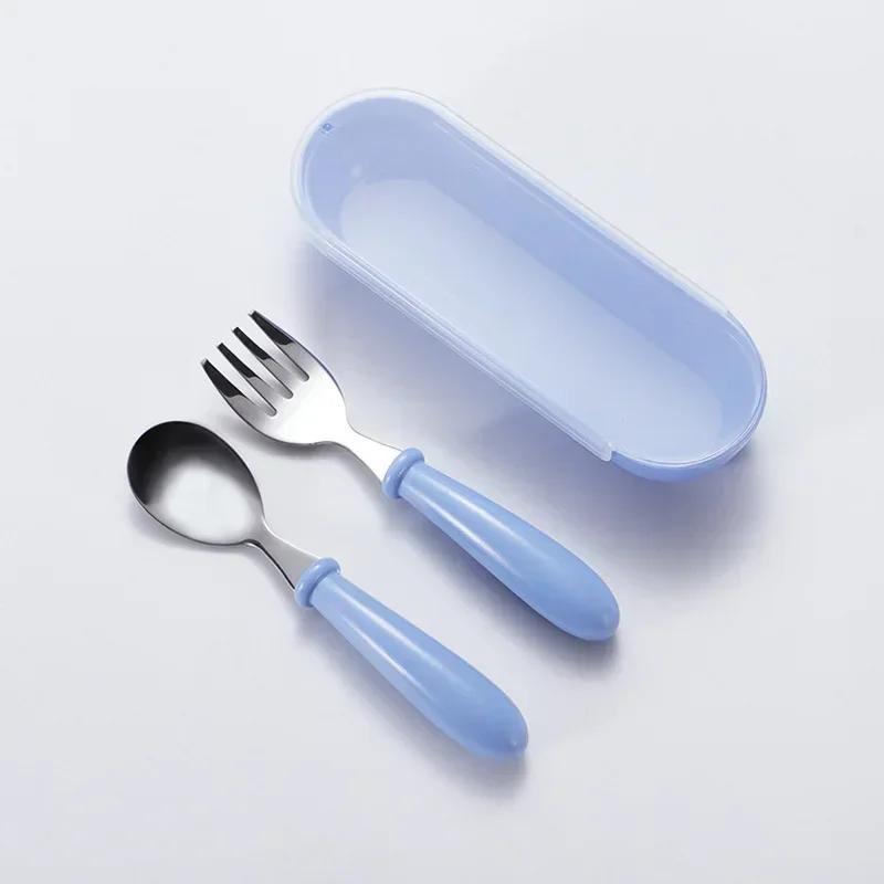 Child Feeding Tableware Set Children Utensil Stainless Steel Toddler Dinnerware Cutlery Cartoon Infant Food Feeding Spoon Fork