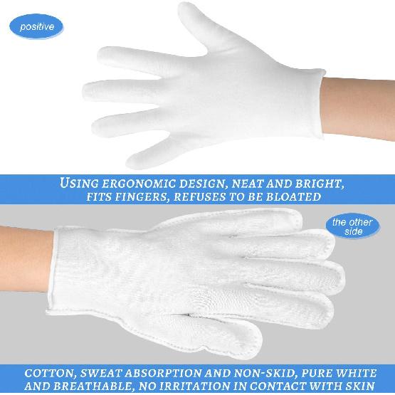 30 Pcs White Cotton Gloves for Dry Hands Moisturizing Eczema Overnight, Men and Women Stretchable Cloth White Gloves for Coin Jewelry Silver