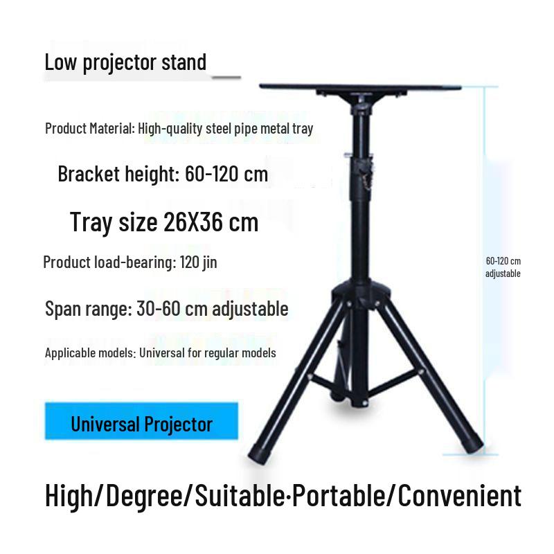 Foldable Portable Tripod Projector Stand with Pan-Tilt Bedside Tray