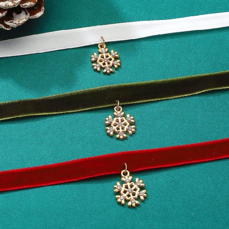 Snowflakes Christmas Tree Bells Velvets Collar Necklace Christmas Clavicle Chain