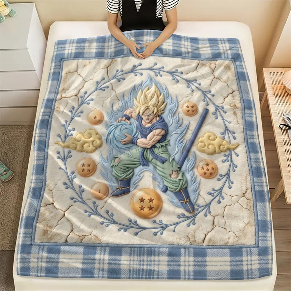 Son Goku DRAGON BALL Flannel Blanket Fashion Print For Bedroom Sofa Bed Chair Travel Picnic -HE1