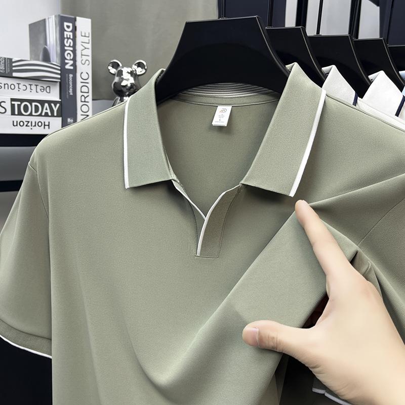 Nouveau polo d'été pour homme à manches courtes, couleur unie, respirant, T-shirt décontracté