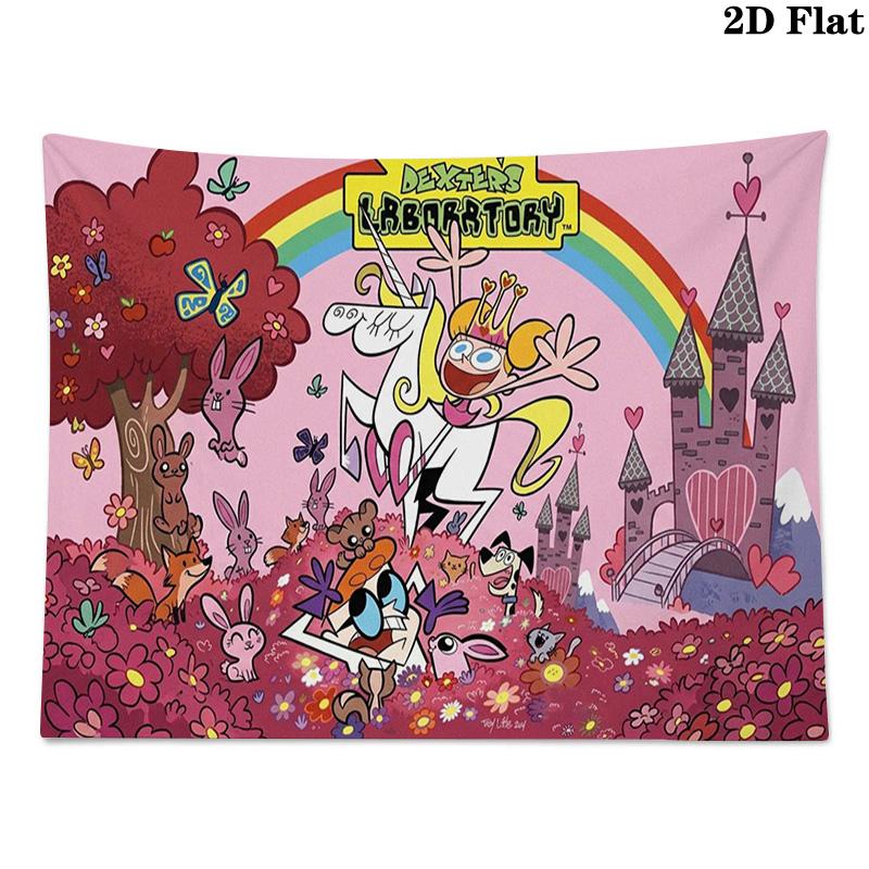 Dexter 's laboratory Wall Tapestry Aesthetic Wall Hanging Printed Fabric Blanket Decorative Tapestries for Bedroom Living Room Home Decor