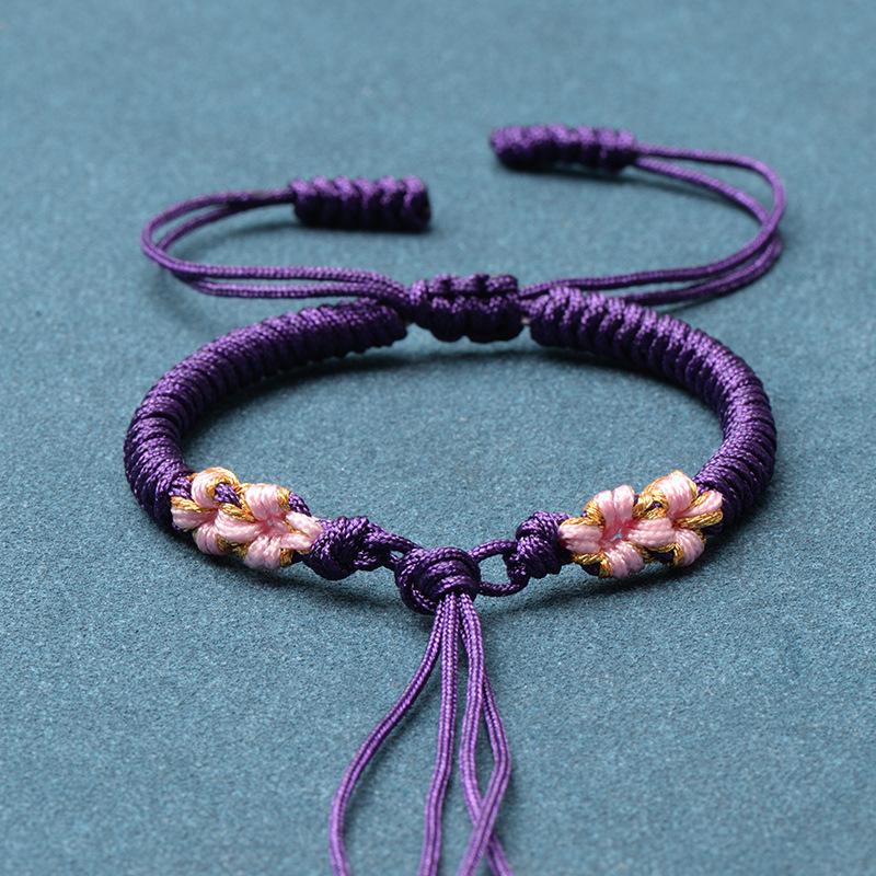 Ręcznie robiona tkana bransoletka z węzłem brzoskwiniowym na sznurku - DIY Szczęśliwy jadeitowy sznurek pleciony ręcznie w stylu chińskim